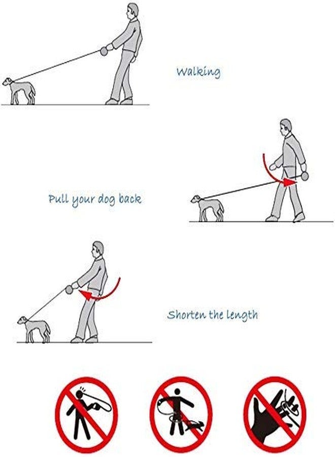 Pets Empire Adjustable Retractable Dog Leash 5 Mtr|Heavy Duty Leash for Pets with 360° Tangle Free Design |Strong Nylon Tape|Anti-Slip Handle| Built in Spring|One-Click Brake Pause| (Medium, Blue) - Image 2